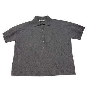 Naadam Womens Small 100% Cashmere Short Sleeve Polo Collared Academia Preppy